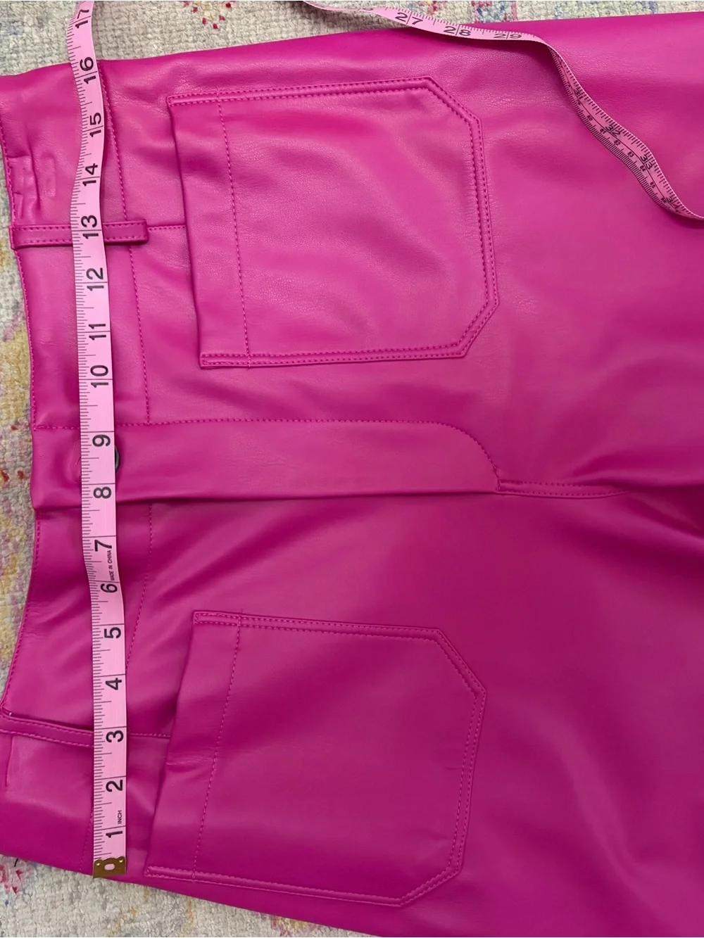 Maeve Colette Vegan Leather Fuchsia Cropped Wide-Leg Pants - Picture 3 of 7
